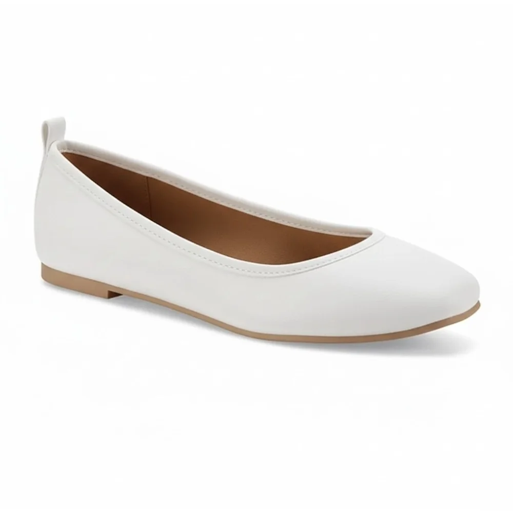 Sun and Stone Avvery Retro Ballet Flats Moccasins 8 M White